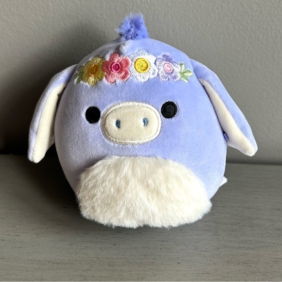 Squishmallows Other - Squishmallows Easter Milanda Donkey Plush Toy 4.5 in Purple Floral Crown NWOT